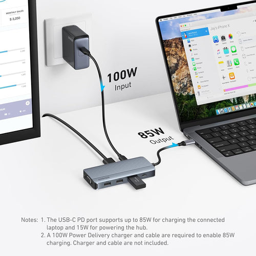 Anker Docking Station (A83790A2), 2x USB-C, 3x USB, 2x HDMI, VGA, Triple Display, 4K@60Hz, PD100W, 5Gbps, Gri