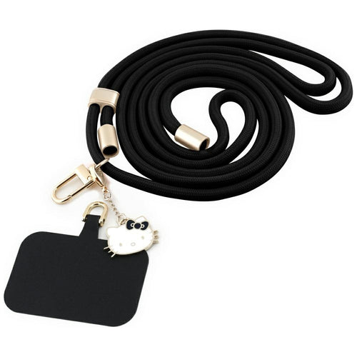Snur telefon Hello Kitty Crossbody Cord cu Kitty Head Charm, Universal, Nylon, 150 cm, Negru