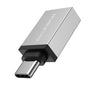 Adaptor OTG Borofone BV3, Type-C (M) la USB-A (F), Transfer Date si Incarcare, Aluminiu, 5Gbps, Argintiu
