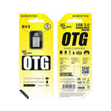 Adaptor OTG Borofone BV3, Type-C (M) la USB-A (F), Transfer Date si Incarcare, Aluminiu, 5Gbps, Argintiu