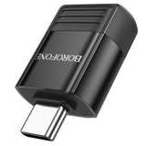 Adaptor OTG Borofone BV18, Type-C (M) la USB 3.0 (F), Incarcare si Transfer Date, Plug&Play, 4A, Negru