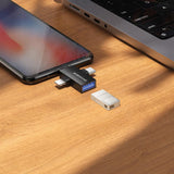 Adaptor USB 2.0 la Lightning / Type-C / Micro-USB Borofone BV26D, 3 in 1, Incarcare si Transfer Date, 1.5A, Negru