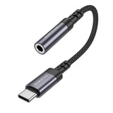 Adaptor audio Borofone BV24, USB-C (M) la Jack 3.5mm (F), DAC Chip, Plug&Play, 15cm, Gri
