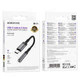 Adaptor audio Borofone BV24, USB-C (M) la Jack 3.5mm (F), DAC Chip, Plug&Play, 15cm, Gri