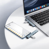Adaptor Hub USB-C la 3x USB 2.0, 1x USB 3.0 Borofone FH1A, Aliaj de aluminiu, Plug&Play, 5Gbps, Gri