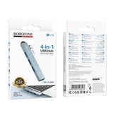 Adaptor Hub USB-C la 3x USB 2.0, 1x USB 3.0 Borofone FH1A, Aliaj de aluminiu, Plug&Play, 5Gbps, Gri