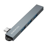 Adaptor Hub USB-C la 3x USB 2.0, 1x USB 3.0 Borofone FH1A, Aliaj de aluminiu, Plug&Play, 5Gbps, Gri