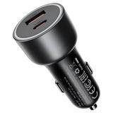 Încărcător auto Acefast B21, USB, Type-C, 75W, PD3.0, LED, Smart Power Distribution, Gri metalizat