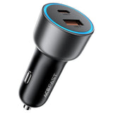 Încărcător auto Acefast B21, USB, Type-C, 75W, PD3.0, LED, Smart Power Distribution, Gri metalizat