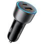 Încărcător auto Acefast B21, USB, Type-C, 75W, PD3.0, LED, Smart Power Distribution, Gri metalizat
