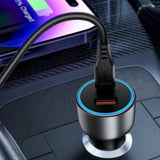 Încărcător auto Acefast B21, USB, Type-C, 75W, PD3.0, LED, Smart Power Distribution, Gri metalizat