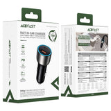 Încărcător auto Acefast B21, USB, Type-C, 75W, PD3.0, LED, Smart Power Distribution, Gri metalizat