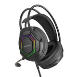 Căști Over-Ear Gaming Borofone Thunder BO105, Microfon, USB + Jack 3.5mm, Iluminare LED, 50mm, Negre