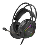 Căști Over-Ear Gaming Borofone Thunder BO105, Microfon, USB + Jack 3.5mm, Iluminare LED, 50mm, Negre