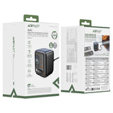 Stație de încărcare desktop Acefast Z10, 3x USB-C, USB, GaN PD 100W, Cablu USB-C retractabil, Display TFT Color, Neagră