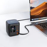 Stație de încărcare desktop Acefast Z10, 3x USB-C, USB, GaN PD 100W, Cablu USB-C retractabil, Display TFT Color, Neagră