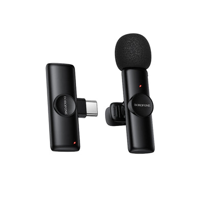 Microfon lavalier wireless Borofone Winner BFK16, USB-C, Omnidirectional, Noise Cancellation, Plug&Play, Negru
