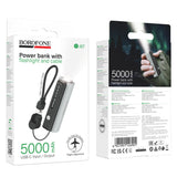 Baterie externă Borofone Star BJ87, cablu Type-C inclus, lanternă, 5000mAh, 10W, indicator LED, Negru/Gri