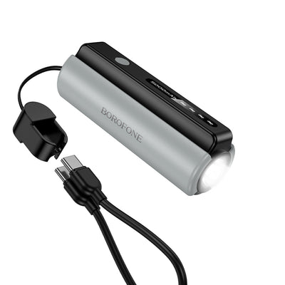 Baterie externă Borofone Star BJ87, cablu Type-C inclus, lanternă, 5000mAh, 10W, indicator LED, Negru/Gri