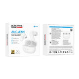 Căști wireless Borofone Mellow BW96, Bluetooth 5.0, ANC + ENC, 4H, Albe