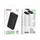 Baterie externă Borofone Clever BJ88A, 20000mAh, 2x USB-A, USB-C, Micro-USB, indicator LED, Neagră