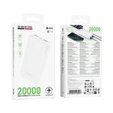 Baterie externă Borofone BJ88A Clever, 20000mAh, 2x USB-A, USB-C, Micro-USB, indicator LED, Albă