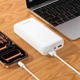 Baterie externă Borofone BJ88A Clever, 20000mAh, 2x USB-A, USB-C, Micro-USB, indicator LED, Albă