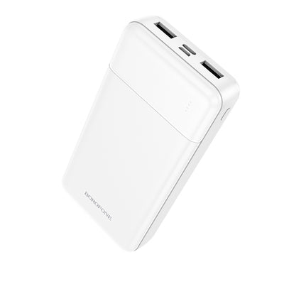 Baterie externă Borofone BJ88A Clever, 20000mAh, 2x USB-A, USB-C, Micro-USB, indicator LED, Albă