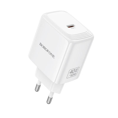 Încărcător priza Borofone Fuente BN33, USB-C, PD 40W, GaN, Alb