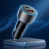 Încărcător auto Acefast B21, USB, Type-C, 75W, PD3.0, LED, Smart Power Distribution, Gri metalizat