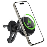Suport auto cu încărcare wireless Acefast D66, Qi2, 25W, MagCharge, ventilator integrat, prindere grila ventilație, Negru