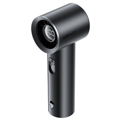 Ventilator portabil Acefast YF1, 100 trepte viteză, 19500 rpm, 1800 mAh, afișaj LED digital, USB-C, Negru