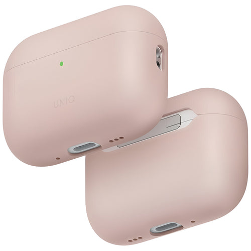 Husă pentru AirPods Pro 3, UNIQ Lino Hybrid Liquid Silicon, Roz pudră