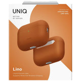 Husă pentru AirPods Pro 3, UNIQ Lino Hybrid Liquid Silicone, Portocalie