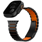 Curea smartwatch pentru Apple Watch 42/44/45/46/49mm, UNIQ Strova Flex, Neagra/Portocalie