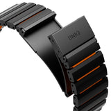 Curea smartwatch pentru Apple Watch 42/44/45/46/49mm, UNIQ Strova Flex, Neagra/Portocalie