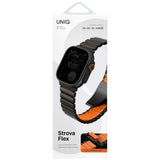 Curea smartwatch pentru Apple Watch 42/44/45/46/49mm, UNIQ Strova Flex, Neagra/Portocalie