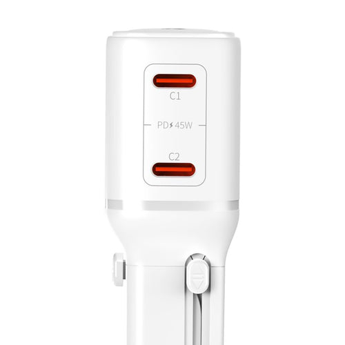 Adaptor de calatorie 3mk inCharge Globe, prize US/EU/AUS/UK, 2x USB-C, 45W GaN PD, QC4+ PPS SCP, Alb