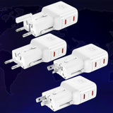 Adaptor de calatorie 3mk inCharge Globe, prize US/EU/AUS/UK, 2x USB-C, 45W GaN PD, QC4+ PPS SCP, Alb