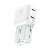 Adaptor de calatorie 3mk inCharge Globe, prize US/EU/AUS/UK, 2x USB-C, 45W GaN PD, QC4+ PPS SCP, Alb