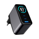 Încărcător 3mk InCharge Lumin, display TFT, 2x USB-C, 1x USB-A, 67W GaN, QC 4+ PPS, Negru
