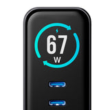 Încărcător 3mk InCharge Lumin, display TFT, 2x USB-C, 1x USB-A, 67W GaN, QC 4+ PPS, Negru