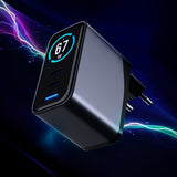 Încărcător 3mk InCharge Lumin, display TFT, 2x USB-C, 1x USB-A, 67W GaN, QC 4+ PPS, Negru