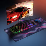 Mousepad gaming Borofone Illustrious BG12, 800 x 300mm, margini cusute, baza anti-alunecare, Negru/Roz/Mov