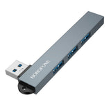 Hub USB 4 in 1 Borofone FH1, 3x USB 2.0, 1x USB 3.0, Aliaj de aluminiu, Plug & Play, pana la 5Gbps, Gri