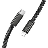 Cablu USB-C la Lightning Borofone Peace BX124, 30W, Nylon Braided, 1m, Negru