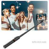 Selfie stick Techsuit (Q12S), Suport trepied stabil cu Bluetooth Remote si LED Light, 75cm, negru