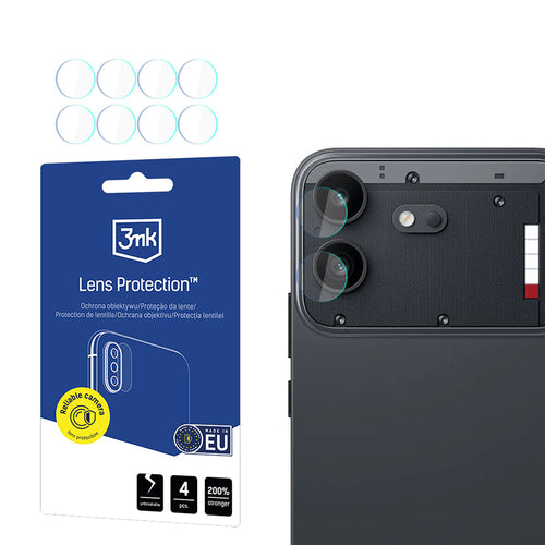 Folie pentru camera foto pentru Nothing Phone (4b), 3MK Lens Protection, set 4 bucăți, Transparentă