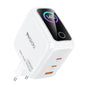 Încărcător retea Yesido YC114, Display TFT, USB, 2x Type-C, GaN, Fast Charging, 140W, Alb