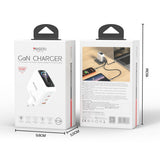 Încărcător retea Yesido YC114, Display TFT, USB, 2x Type-C, GaN, Fast Charging, 140W, Alb